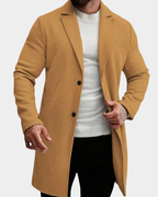 Classic Wool Blend Notch Lapel Coat