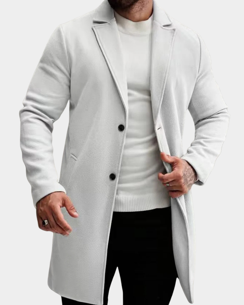Classic Wool Blend Notch Lapel Coat