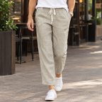 Cotton Linen Blend Relaxed Drawstring Pants