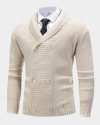 Double Breasted Shawl Collar Knit Cardigan