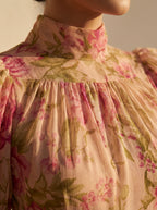 Floral Chiffon Ruffle Hem Maxi Dress