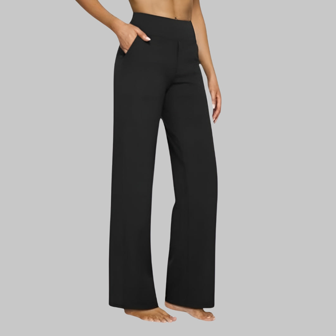 High Waist Stretch Wide Leg Pull On Pants