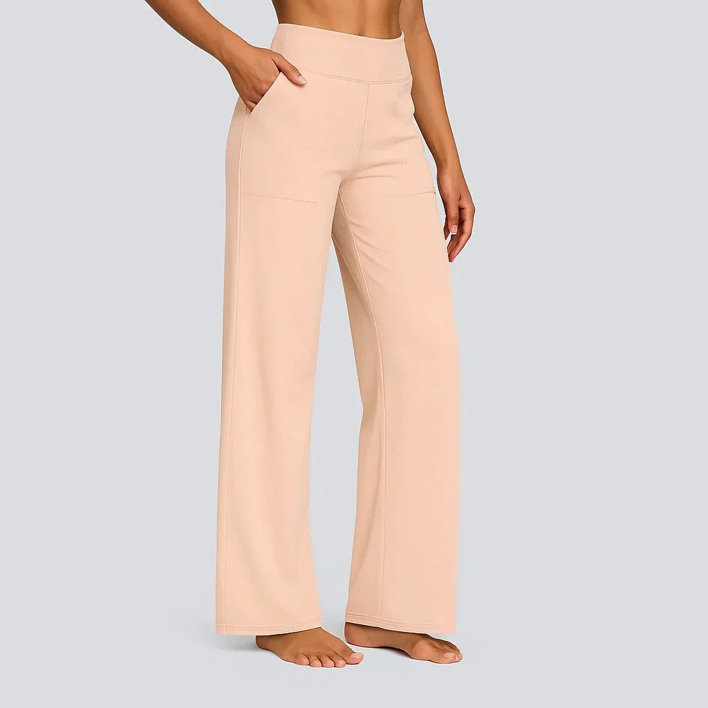 High Waist Stretch Wide Leg Pull On Pants