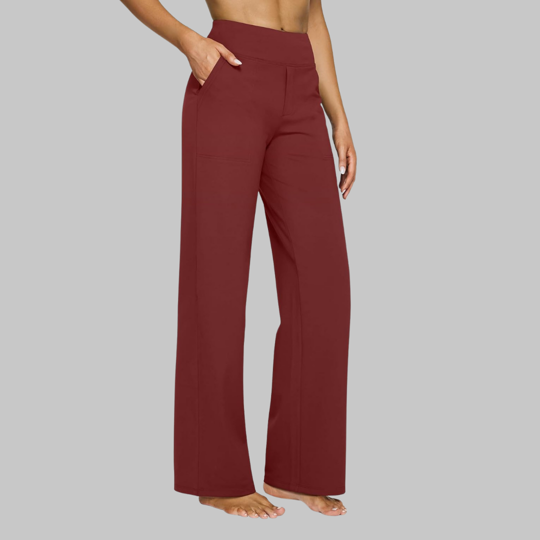High Waist Stretch Wide Leg Pull On Pants