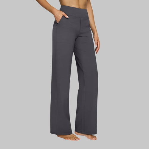 High Waist Stretch Wide Leg Pull On Pants