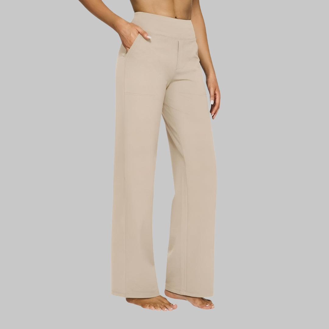 High Waist Stretch Wide Leg Pull On Pants