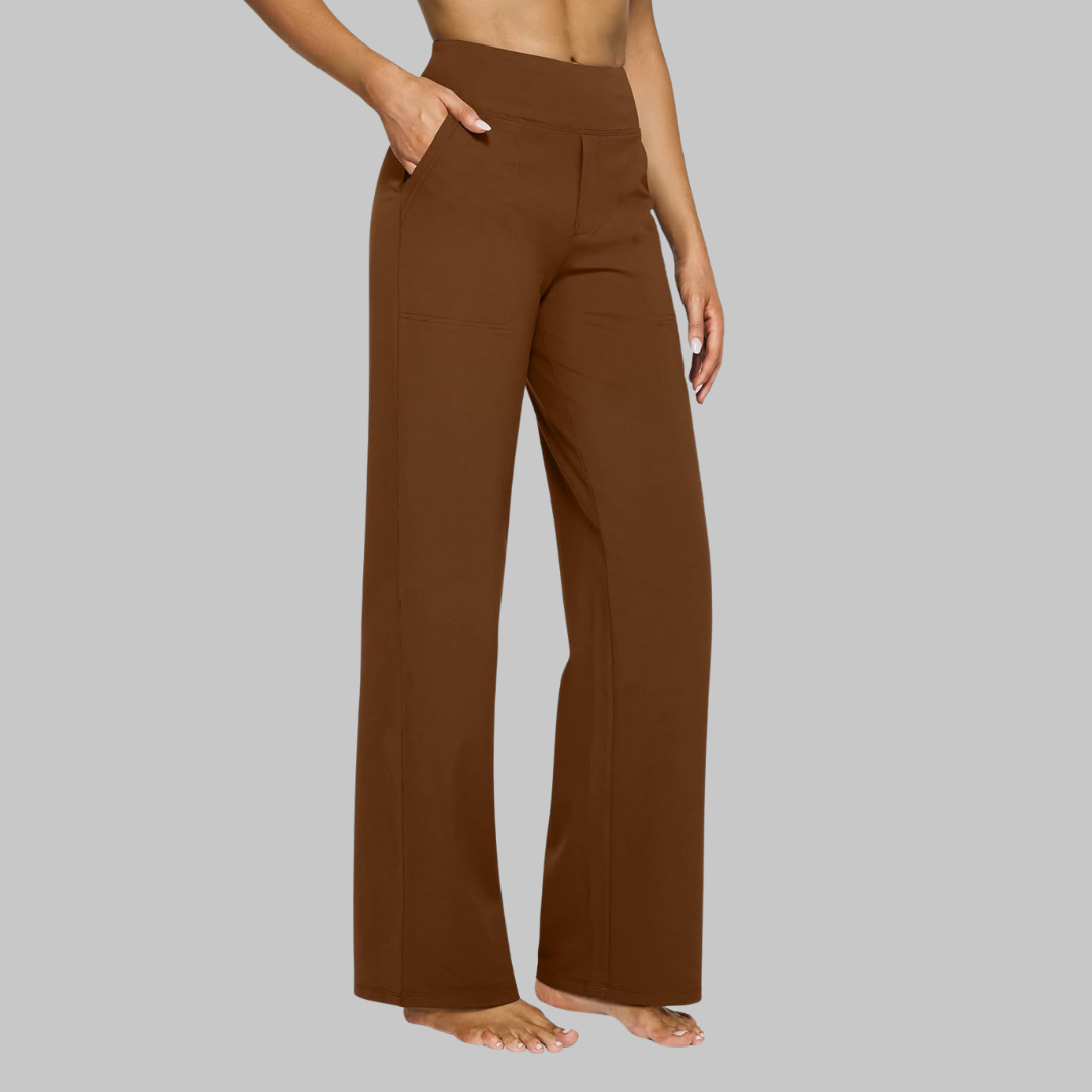 High Waist Stretch Wide Leg Pull On Pants