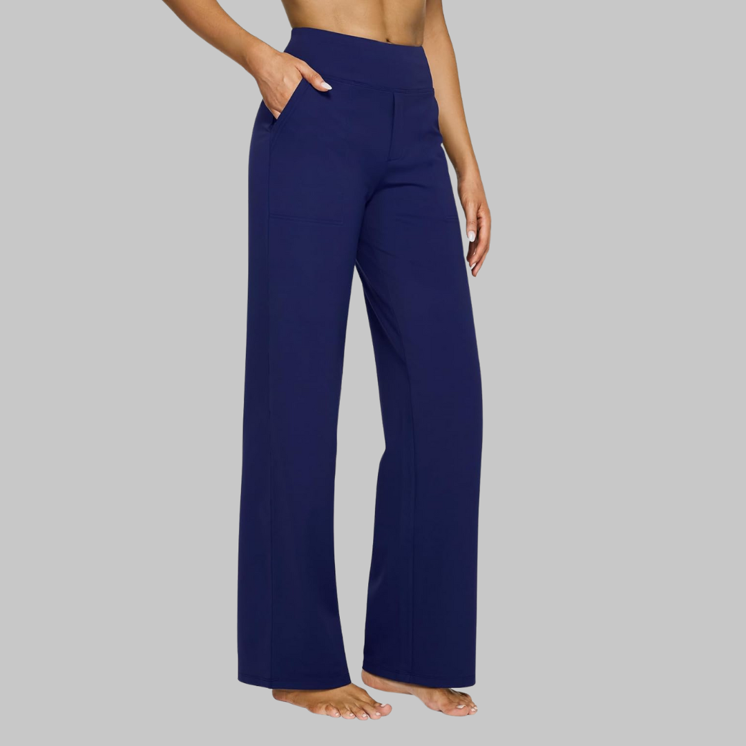 High Waist Stretch Wide Leg Pull On Pants