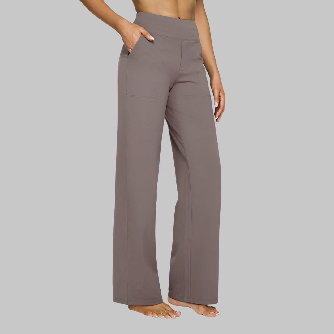 High Waist Stretch Wide Leg Pull On Pants