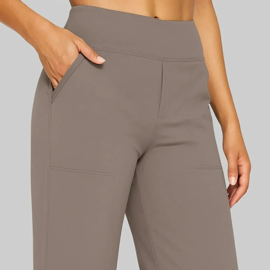 High Waist Stretch Wide Leg Pull On Pants