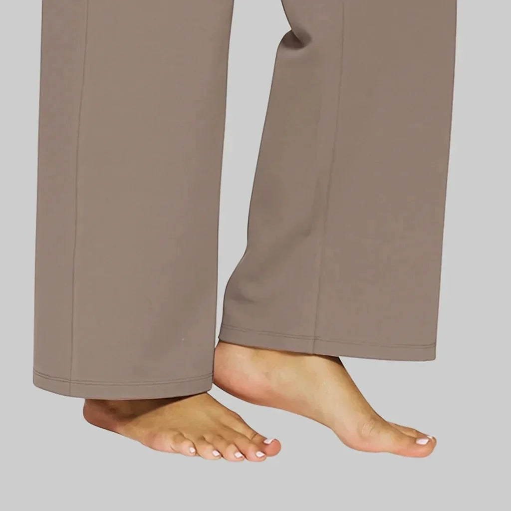 High Waist Stretch Wide Leg Pull On Pants