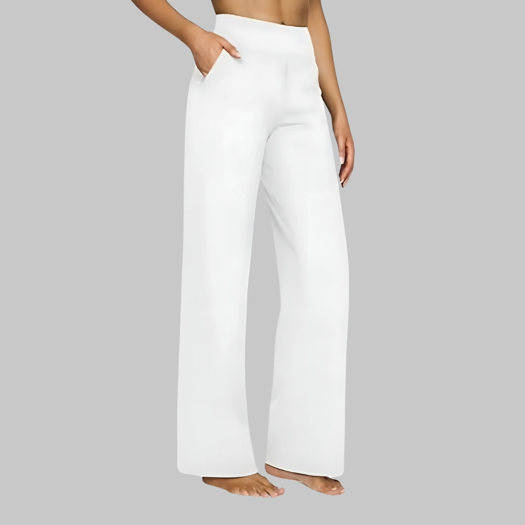 High Waist Stretch Wide Leg Pull On Pants