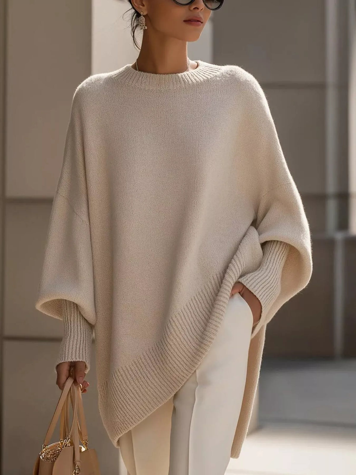 Oversized Batwing Sleeve Knit Sweater