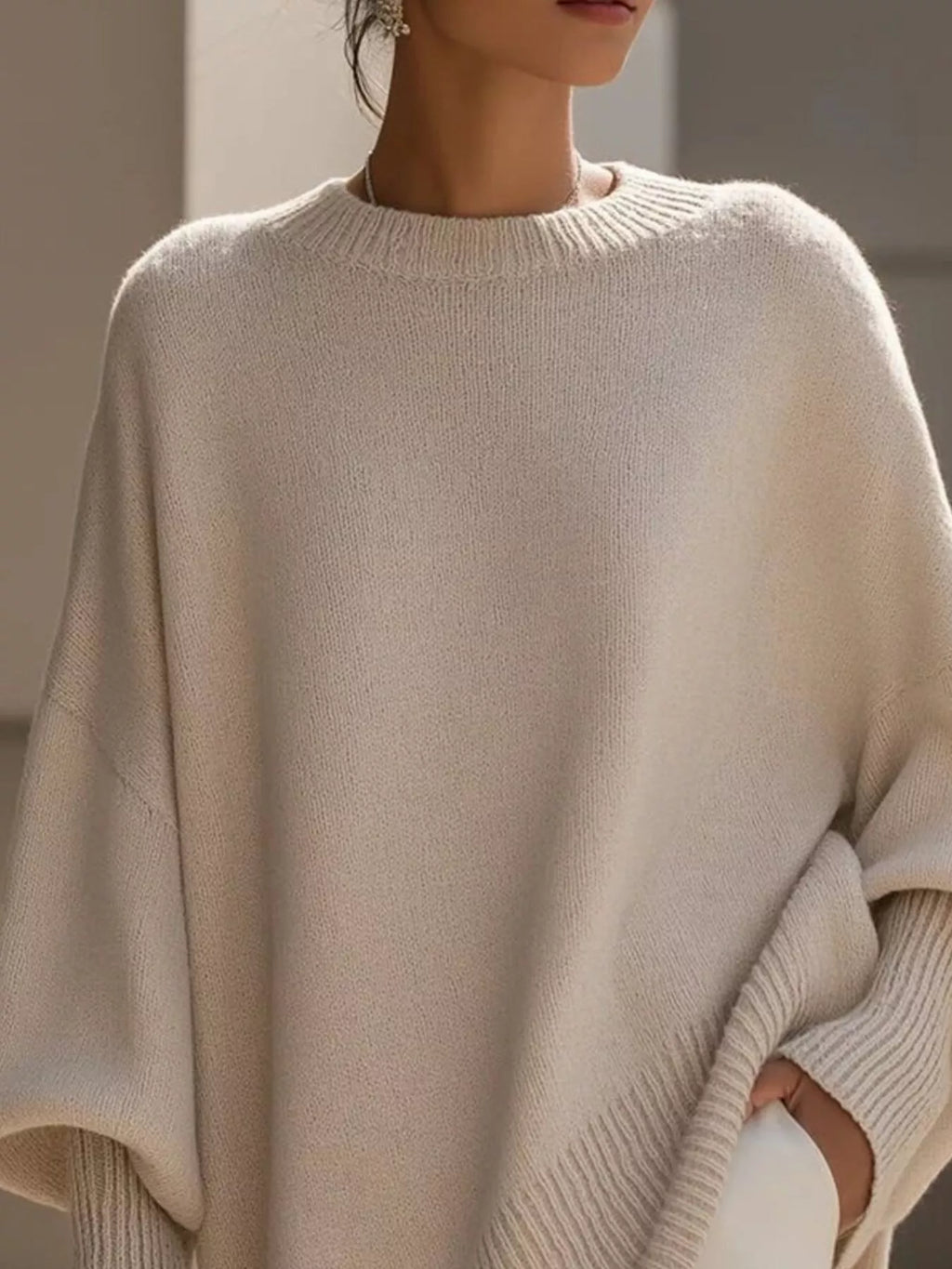 Oversized Batwing Sleeve Knit Sweater