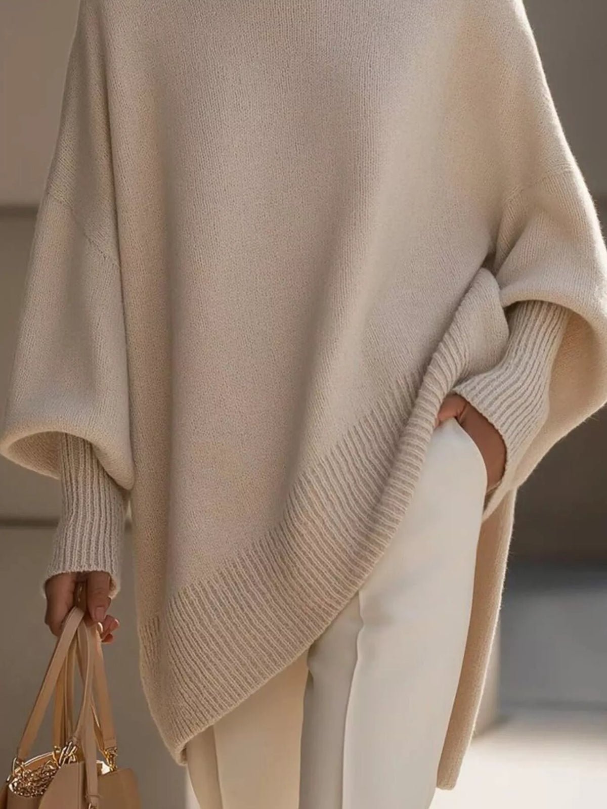 Oversized Batwing Sleeve Knit Sweater