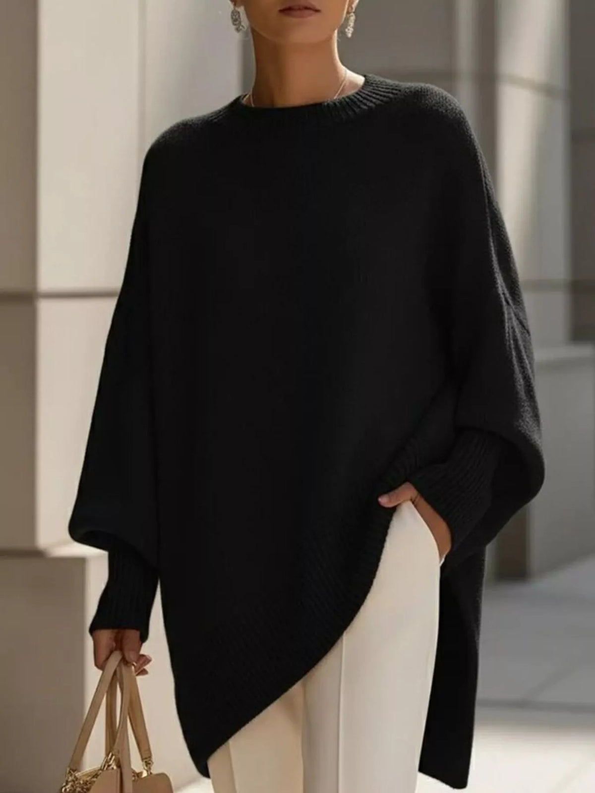 Oversized Batwing Sleeve Knit Sweater