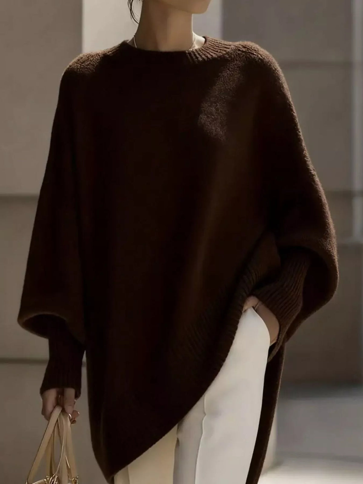 Oversized Batwing Sleeve Knit Sweater