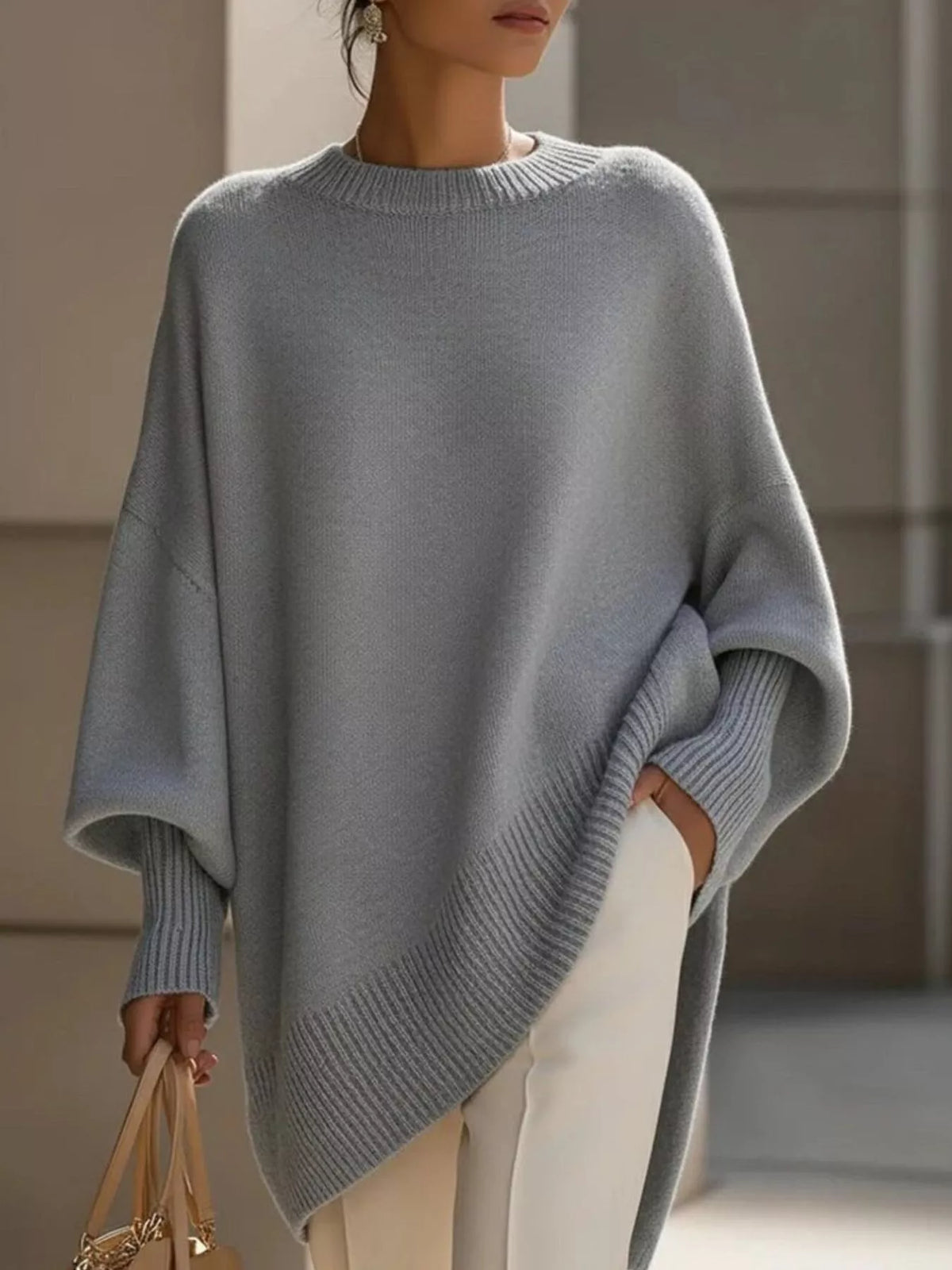 Oversized Batwing Sleeve Knit Sweater