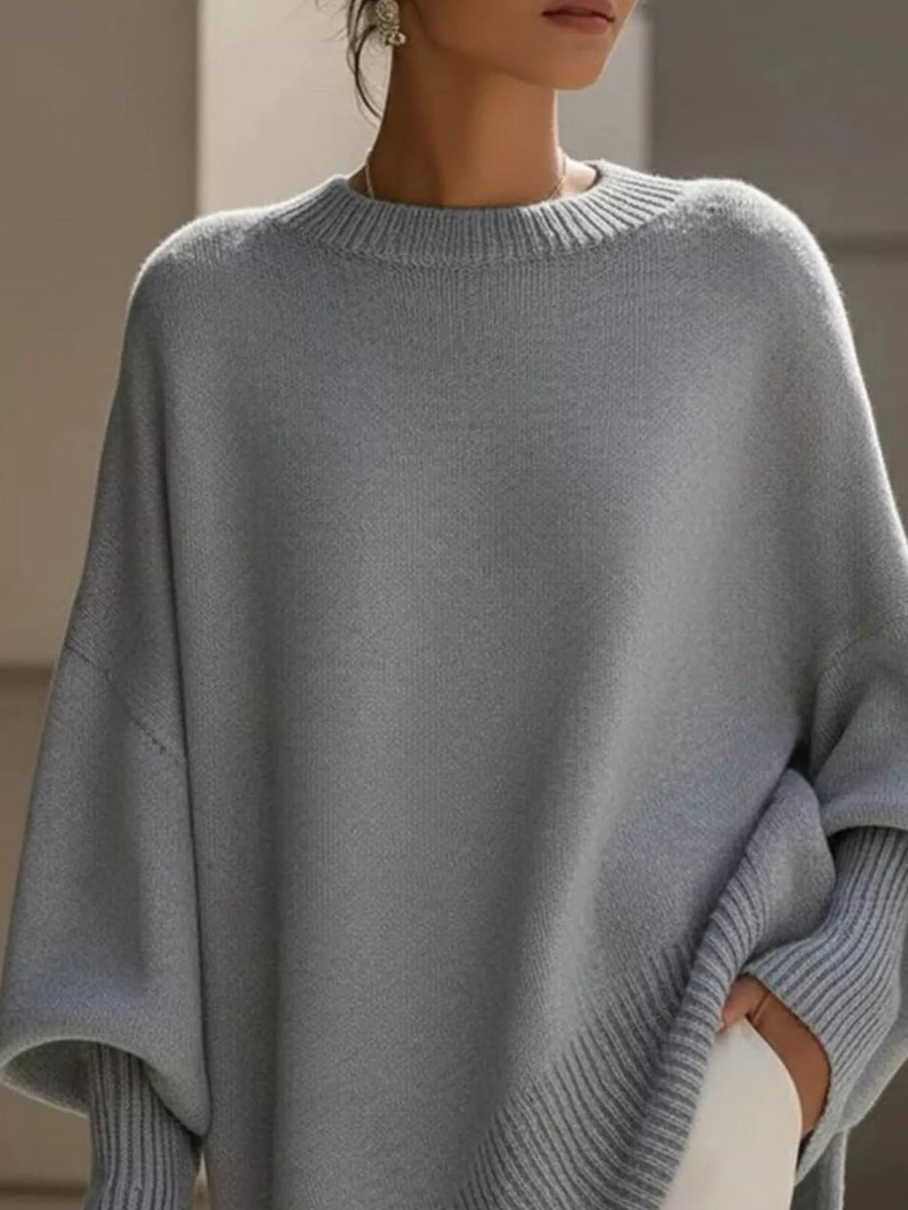Oversized Batwing Sleeve Knit Sweater
