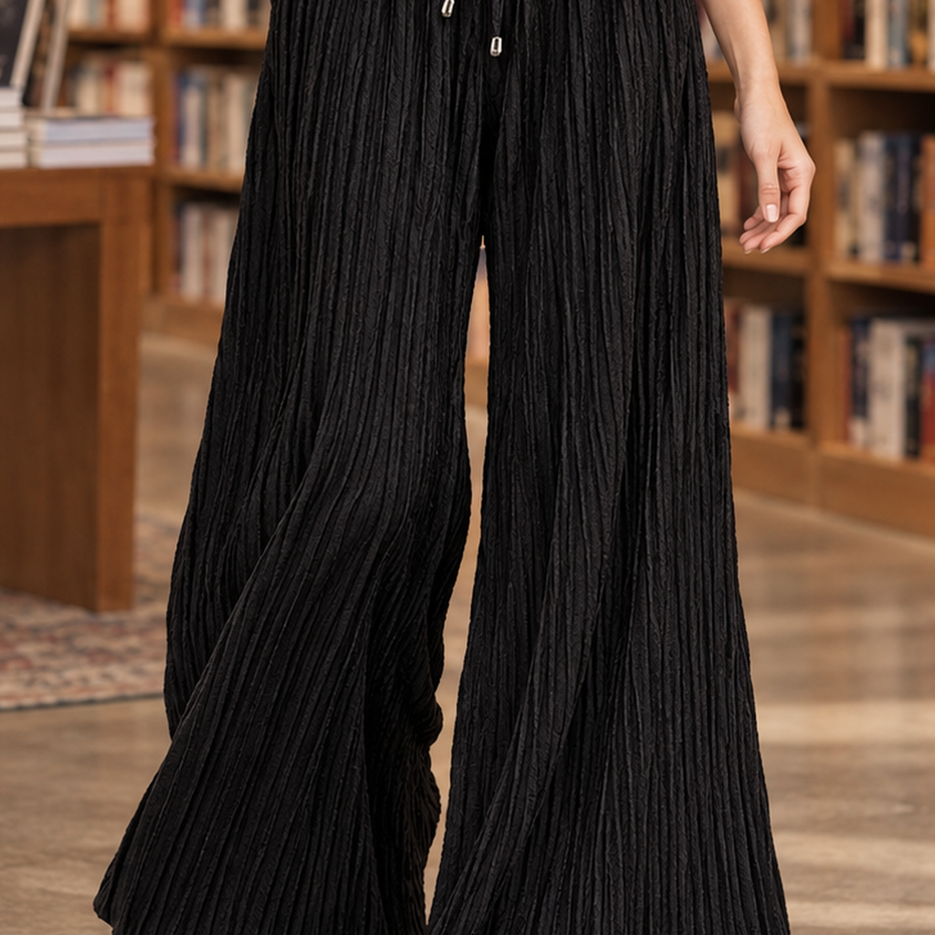 Pleated Wide Leg Paperbag Waist Pants