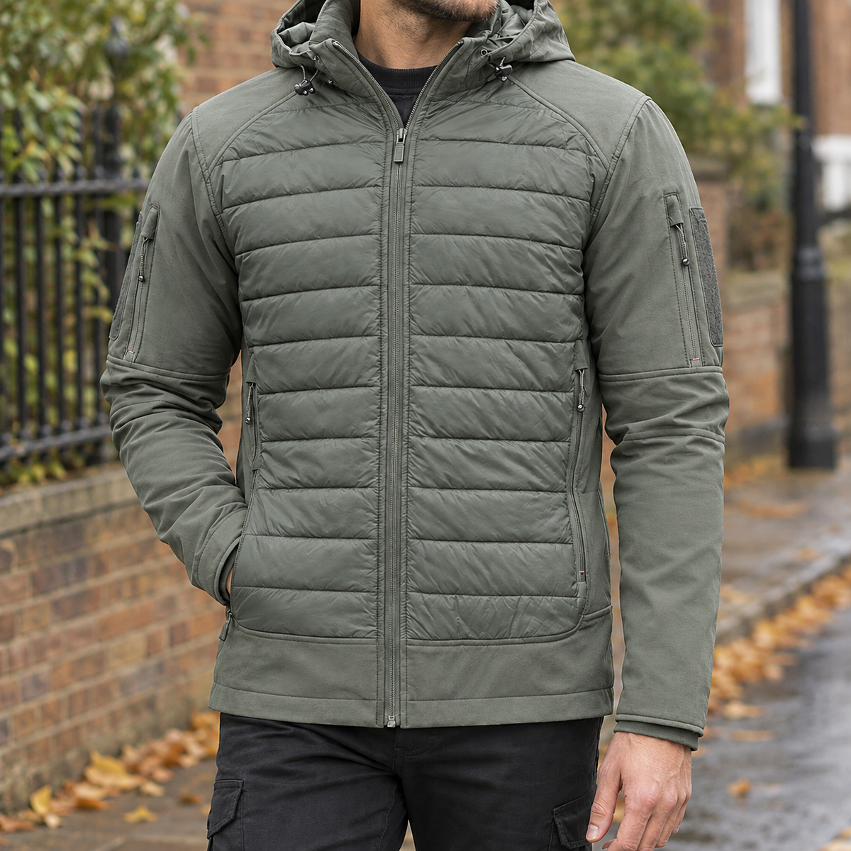Quilted Hybrid Hooded Jacket