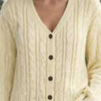 Relaxed Cable Knit V Neck Cardigan