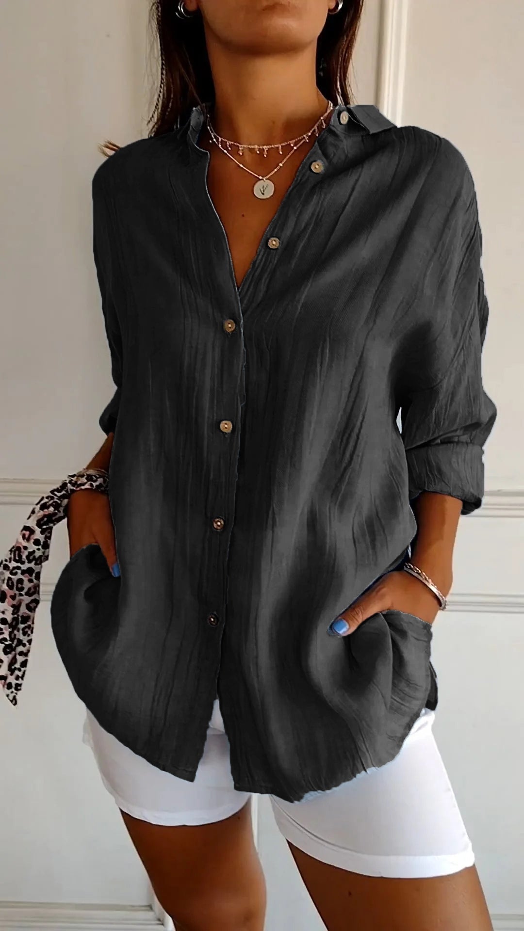 Relaxed Fit Cotton Button Down Shirt
