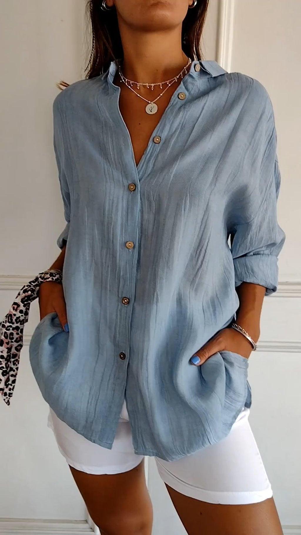 Relaxed Fit Cotton Button Down Shirt