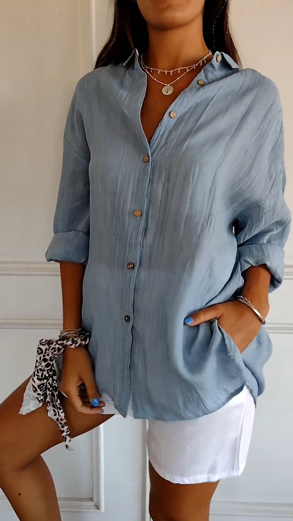 Relaxed Fit Cotton Button Down Shirt