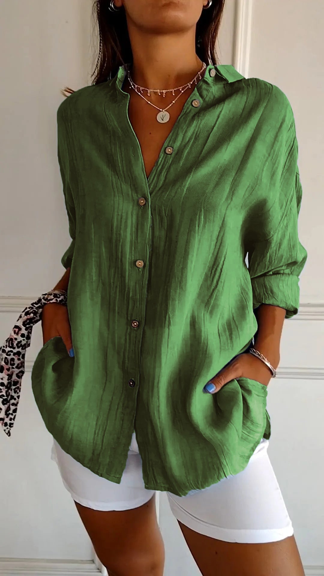Relaxed Fit Cotton Button Down Shirt