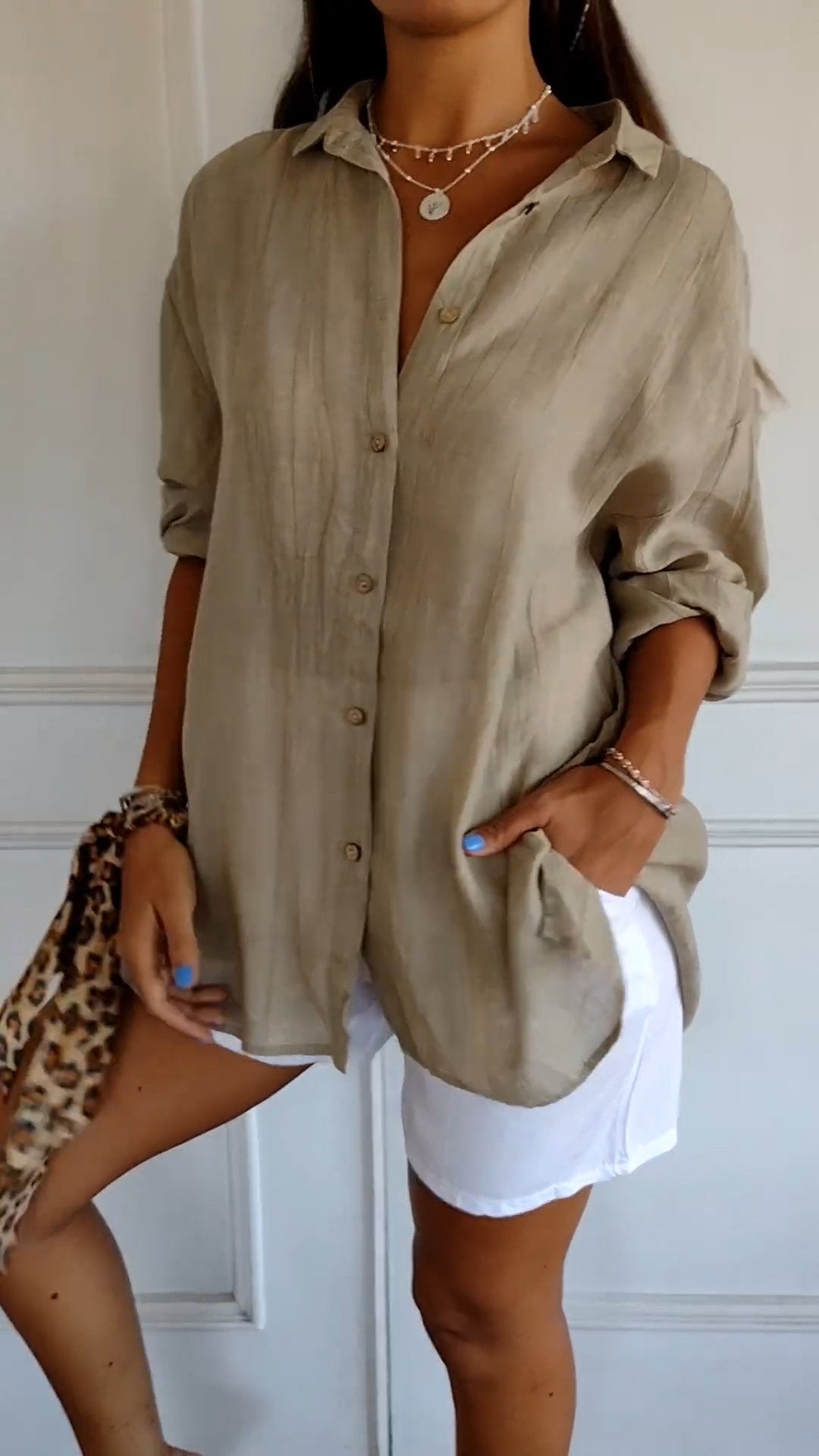 Relaxed Fit Cotton Button Down Shirt