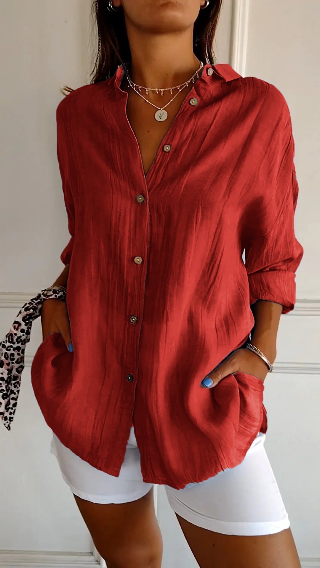 Relaxed Fit Cotton Button Down Shirt