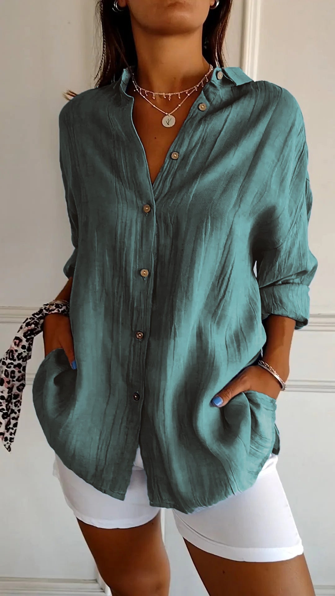 Relaxed Fit Cotton Button Down Shirt