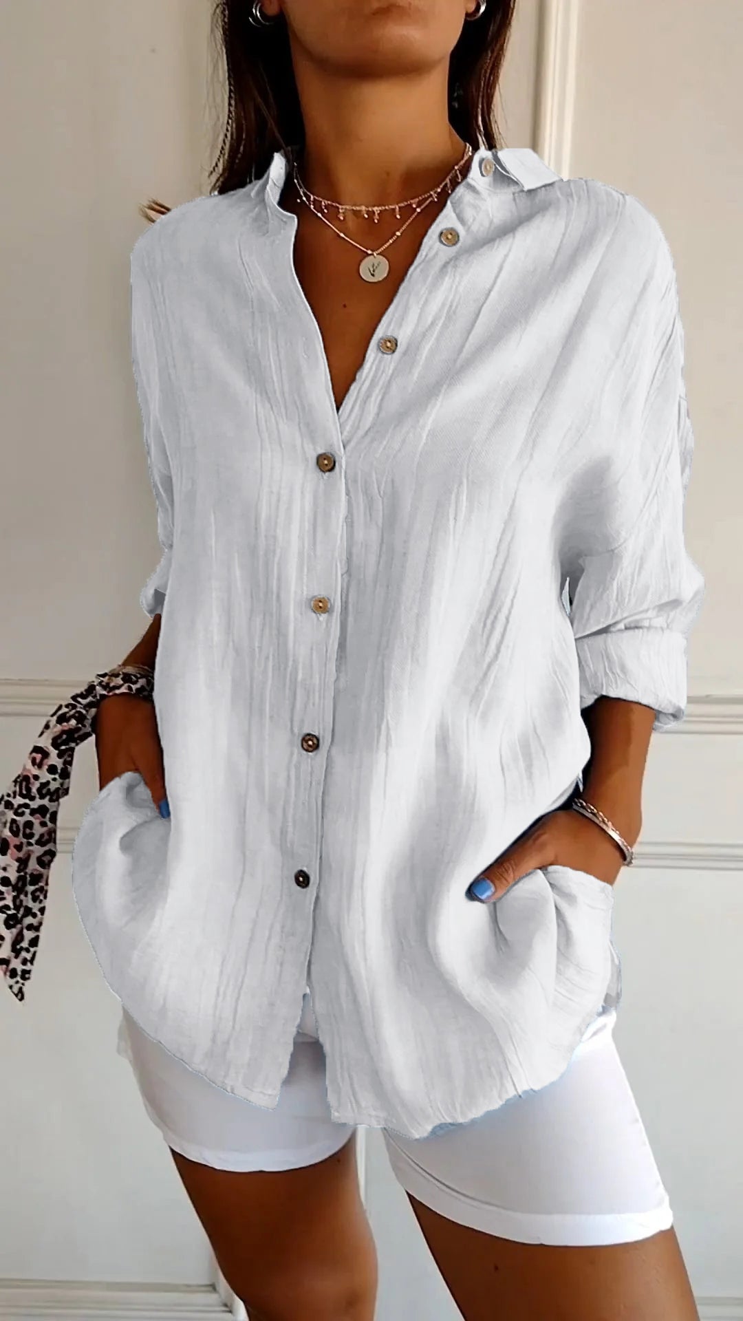 Relaxed Fit Cotton Button Down Shirt
