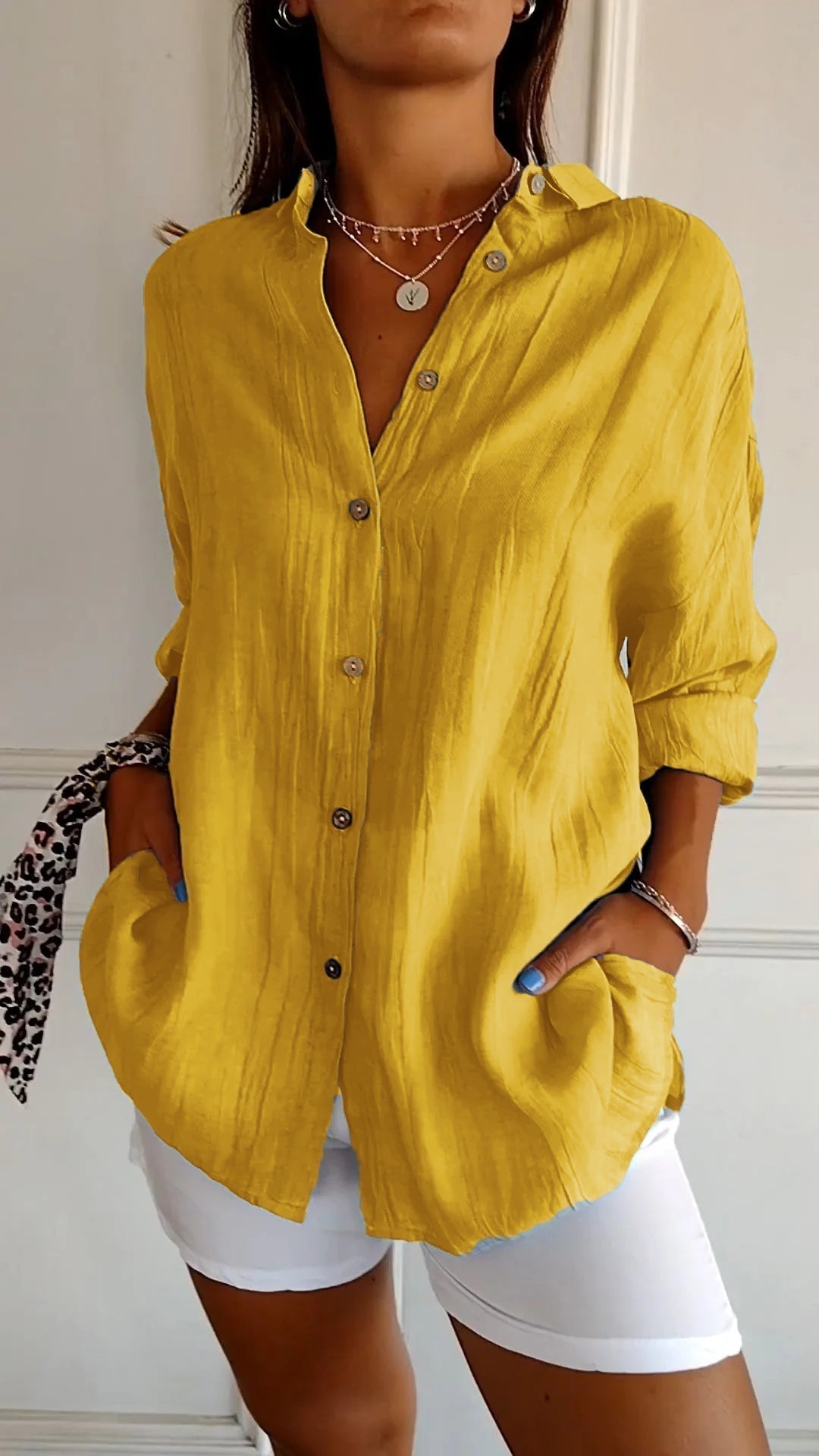 Relaxed Fit Cotton Button Down Shirt