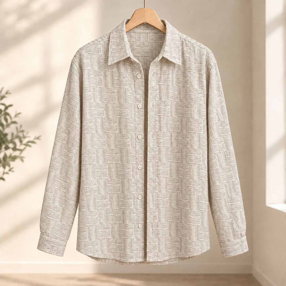 Relaxed Fit Geometric Textured Shirt