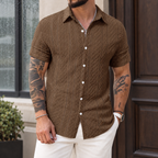 Relaxed Fit Openwork Short Sleeve Shirt