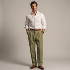 Relaxed Fit Pleated Linen Pants