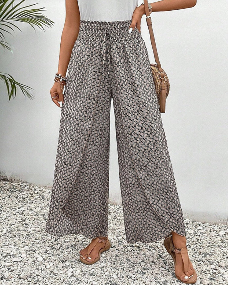 Relaxed Geometric Print Wide Leg Pants