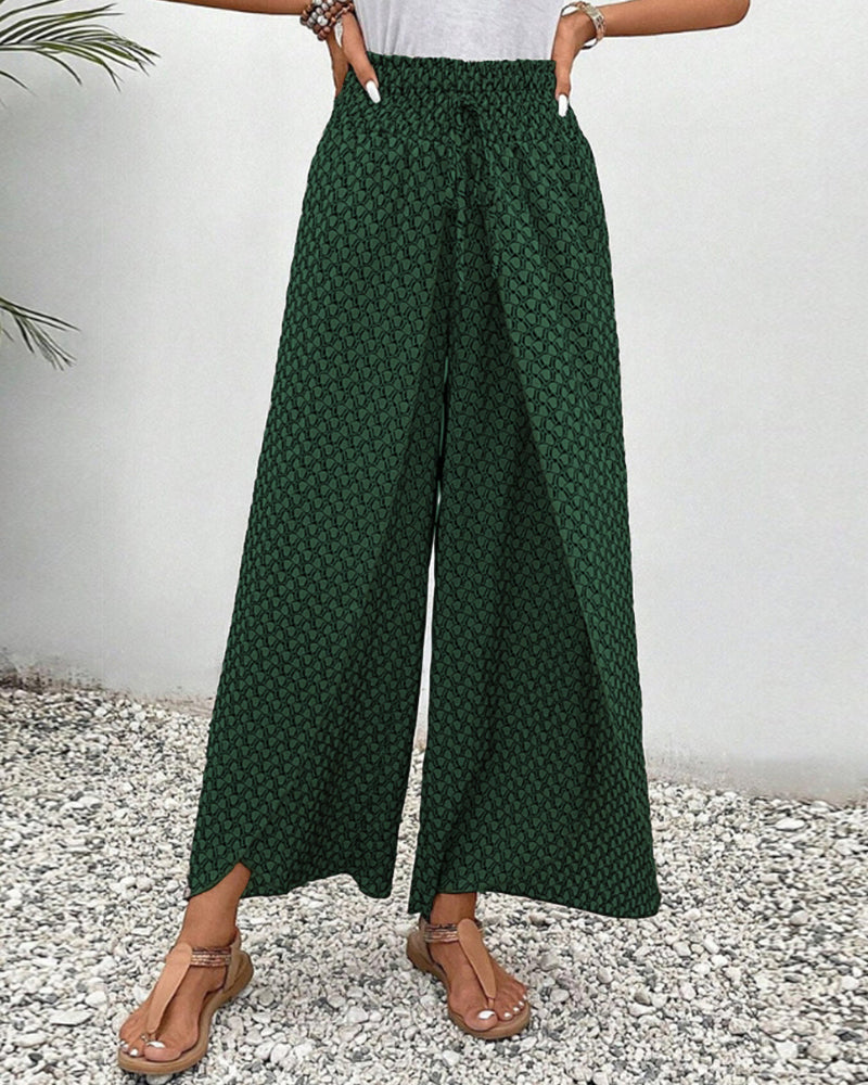 Relaxed Geometric Print Wide Leg Pants