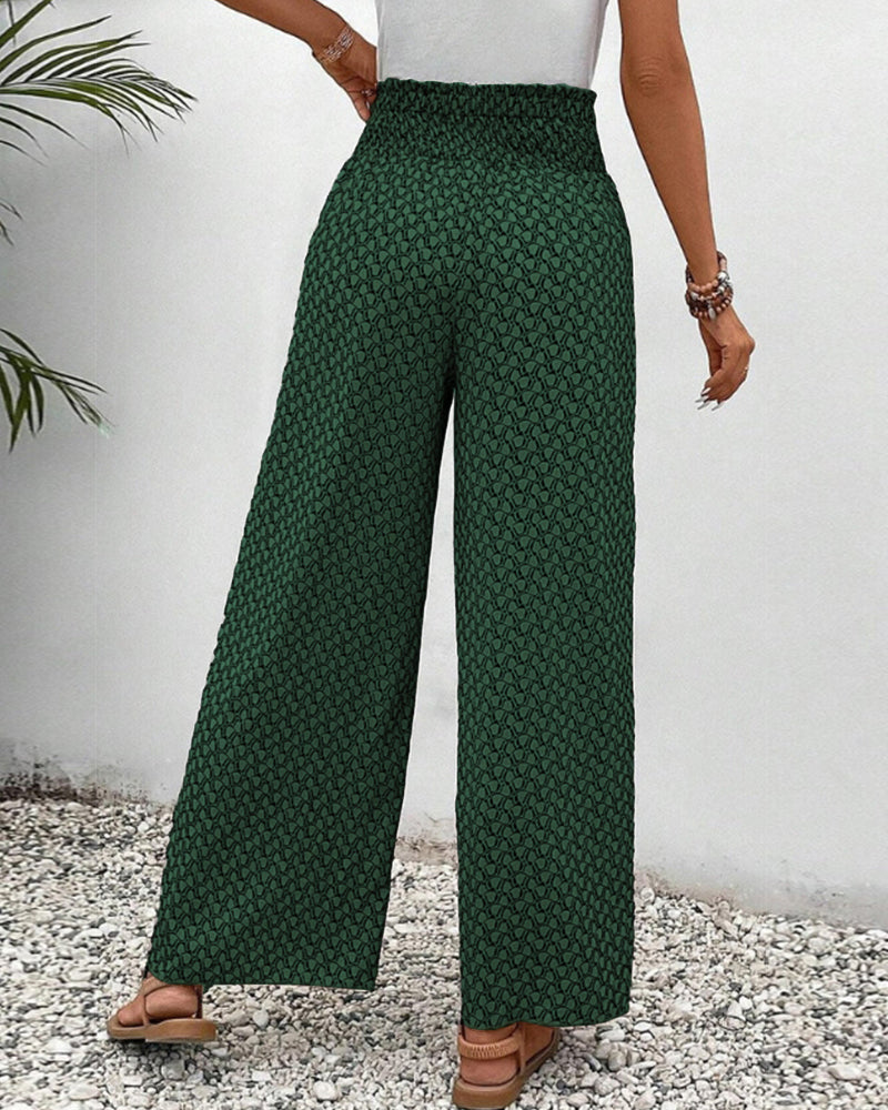 Relaxed Geometric Print Wide Leg Pants