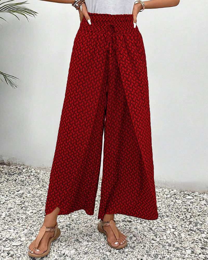 Relaxed Geometric Print Wide Leg Pants