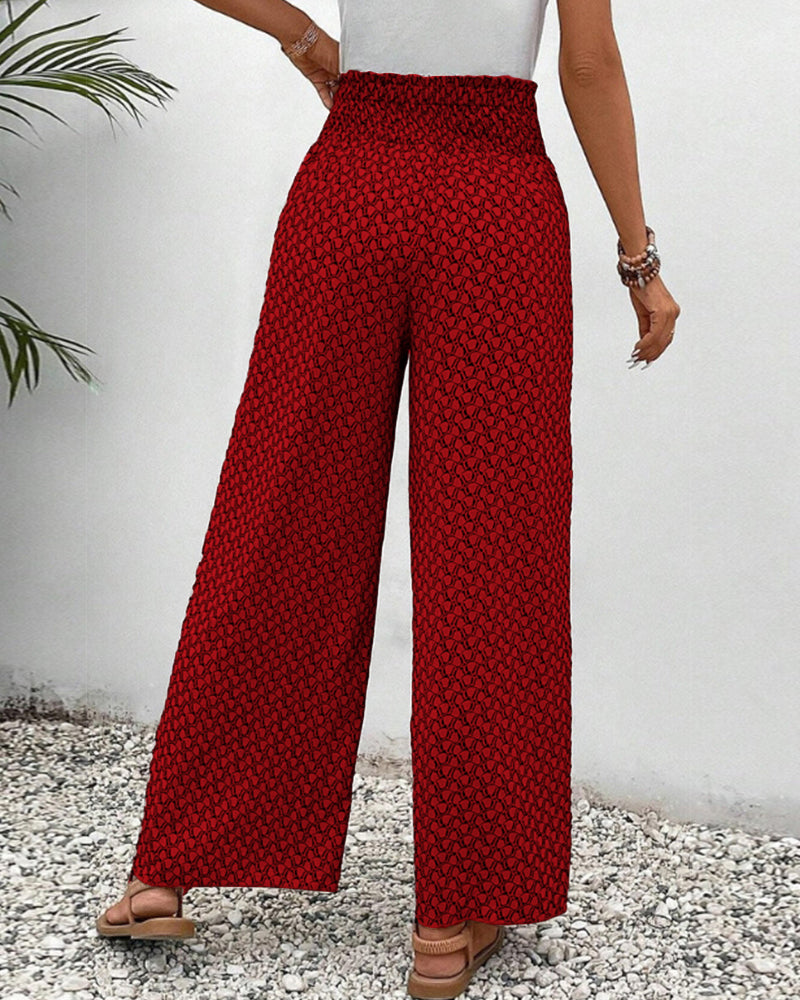 Relaxed Geometric Print Wide Leg Pants