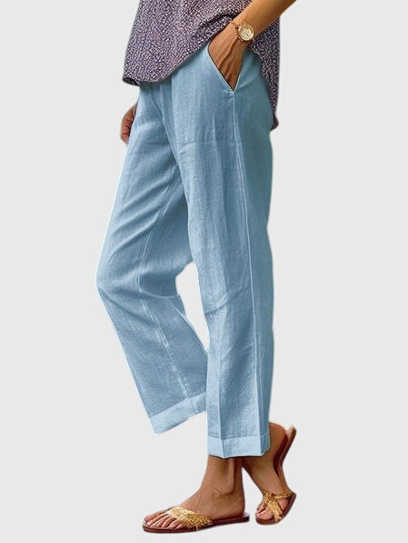 Relaxed Linen Look Straight Leg Pants