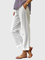 Relaxed Linen Look Straight Leg Pants