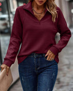 Relaxed Ribbed Quarter Zip Pullover