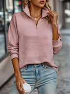 Relaxed Ribbed Quarter Zip Pullover