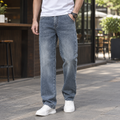 Relaxed Straight Leg Washed Jeans
