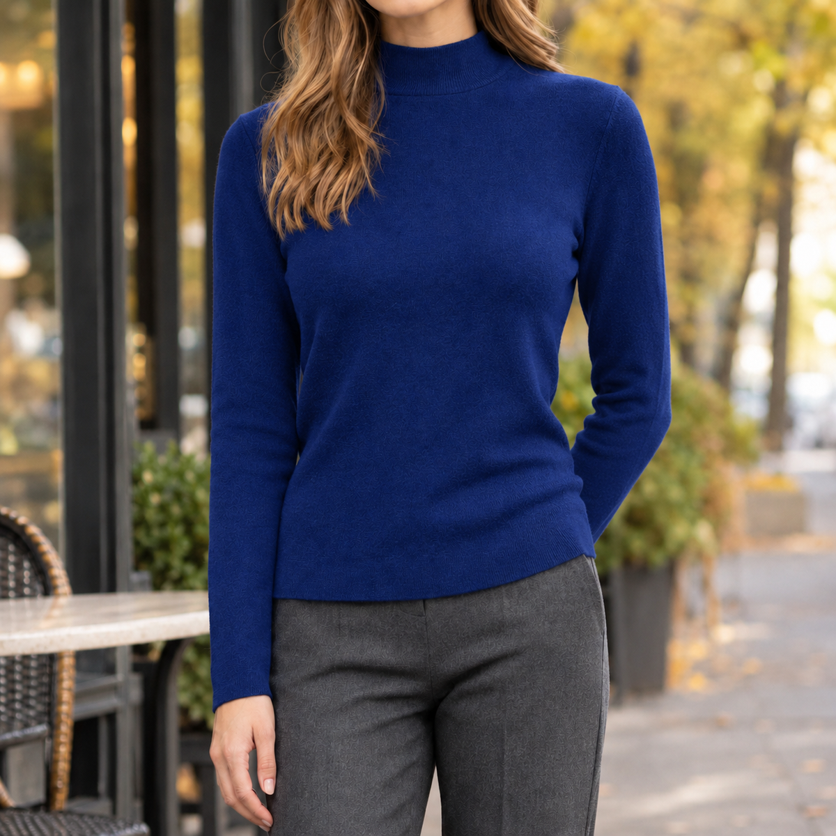 Slim Fit Fine Knit Mock Neck Sweater