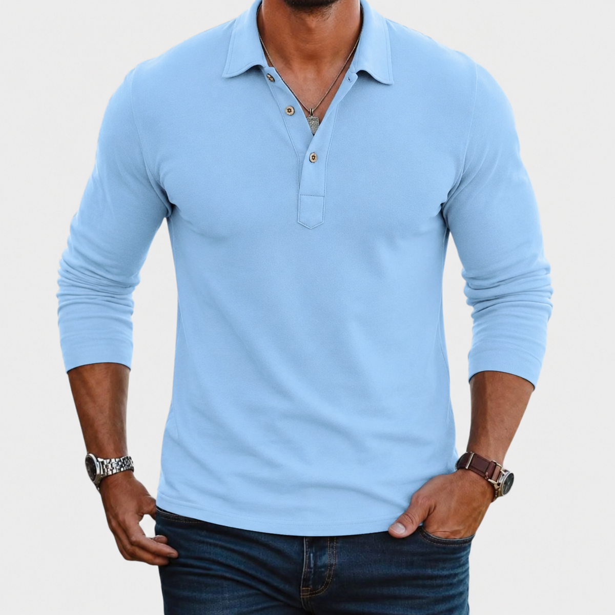 Slim Fit Ribbed Long Sleeve Polo